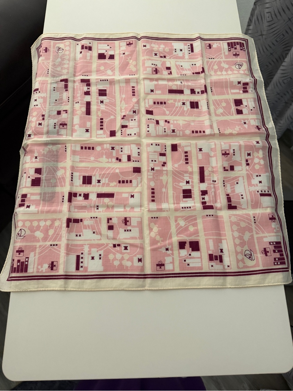 Vintage Celine Paris Cotton Scarf – Novelty “Shopping Street” Map Print